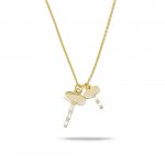 House of Jewellery Necklace Gold Vermeil Tiffany Inspired Key w CZ Stones