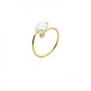 HOJ Gold Vermeil Ring Pearl and CZ Cuff  Size 6