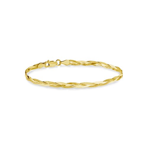 HOJB Braided Herringbone 4mm Bracelet Gold Vermeil