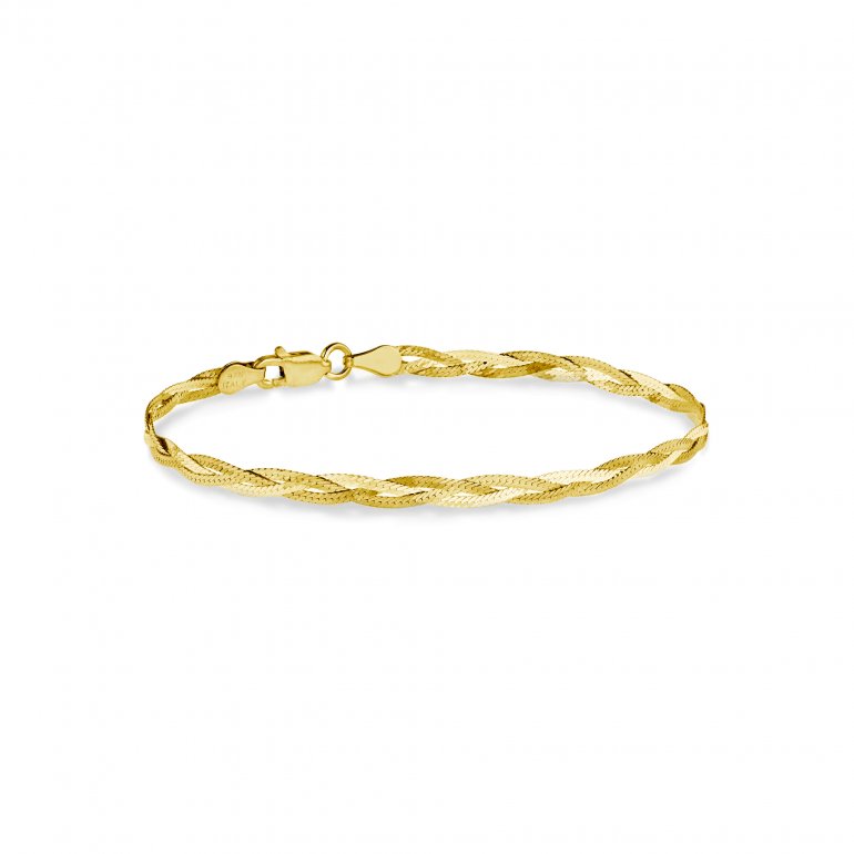 HOJB Braided Herringbone 4mm Bracelet Gold Vermeil