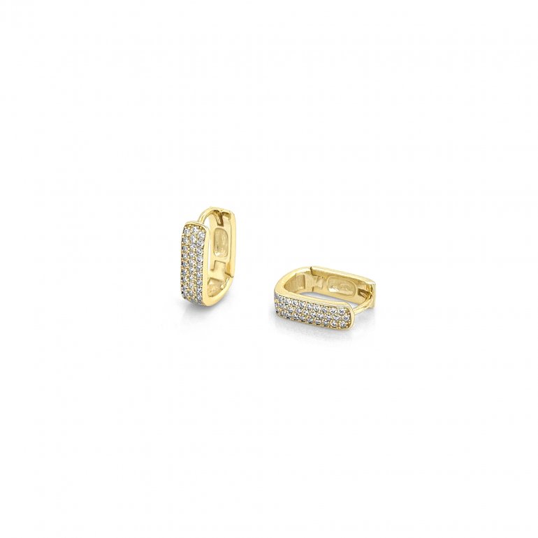 HOJ Gold Vermeil Square CZ Pave Huggies