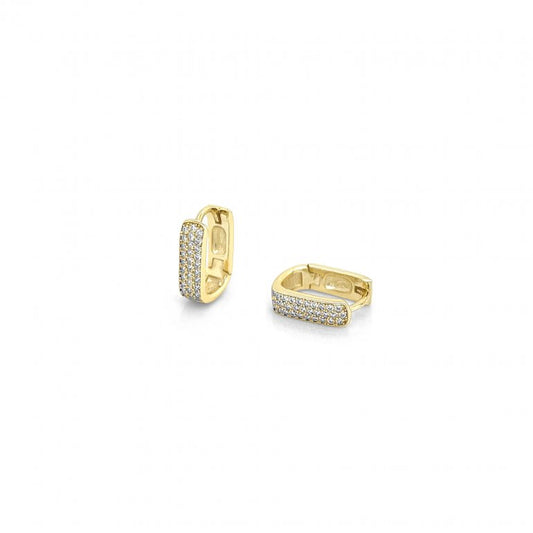 HOJ Gold Vermeil Square CZ Pave Huggies