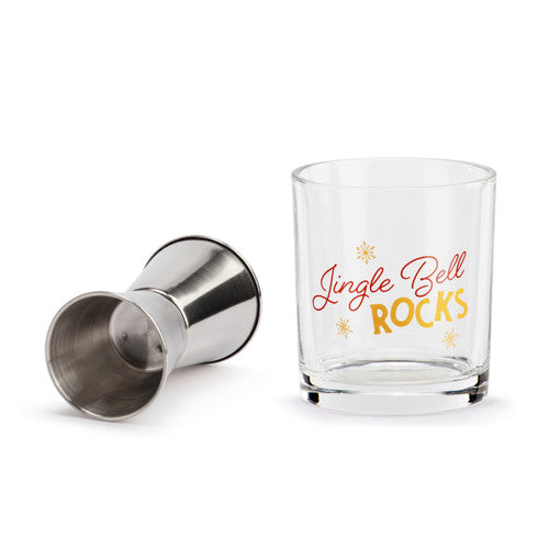 Jingle Bell Glass & Jigger Set