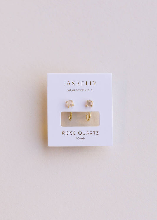 JK Huggies - Rose Quartz - Earring