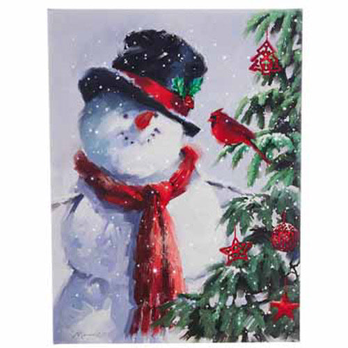 Art 24" Snowman Cardinal LIGHTED