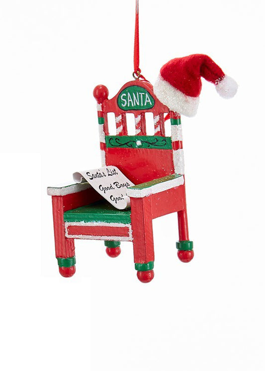 Wooden Santa Chair w/ Hat Orn