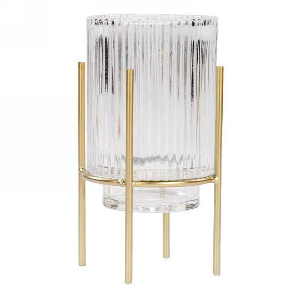 Clear Glass Candle Holder on Gold Stand