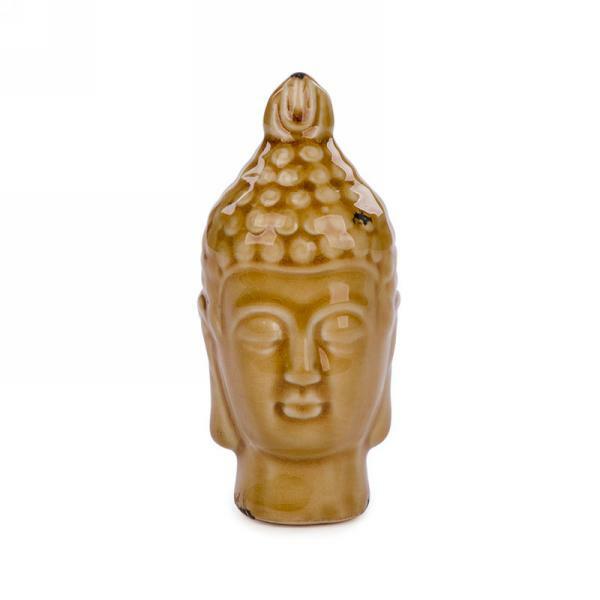 5.5" Mustard Yellow Ceramic Buddha Head
