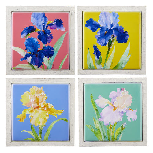 14.5" Iris Flower Metal Tile Blue