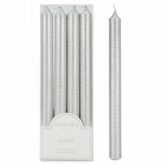 Set4 Dinner Candles Silver
