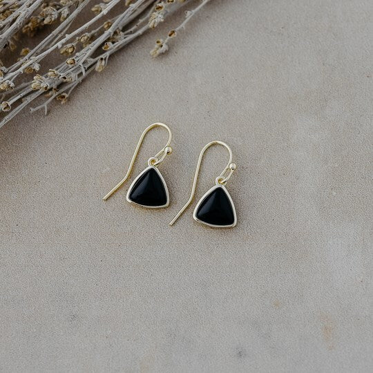 Glee Earrings Elsie Matt Black Onyx Gold