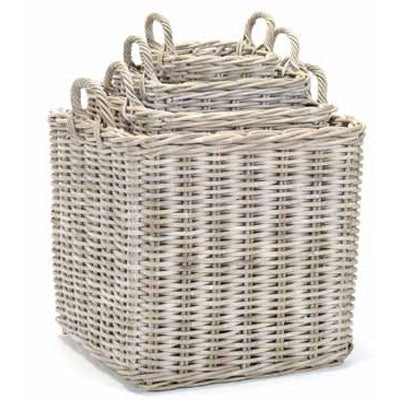 Setof4 Square White Wash Baskets