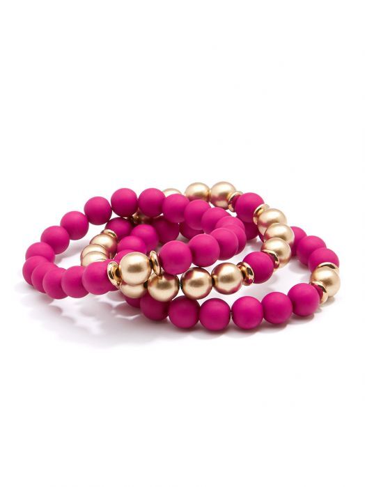 ZB Layered Stretch Beads Hot Pink