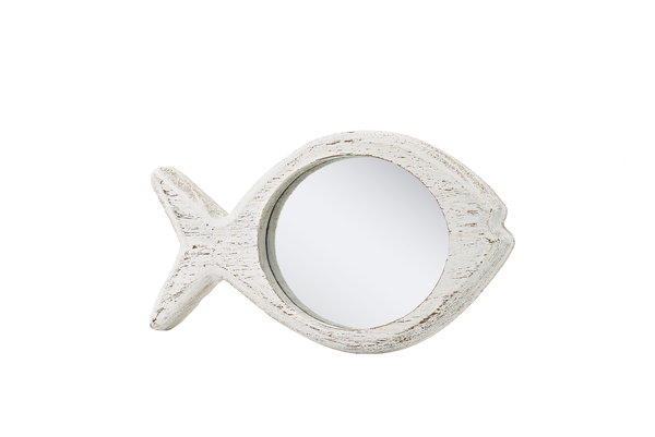 SETof3 White Wash Fish Mirror