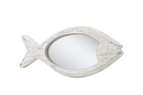 SETof3 White Wash Fish Mirror
