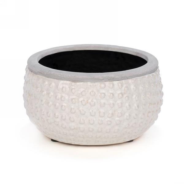 4" White Dotted Ceramic Pot