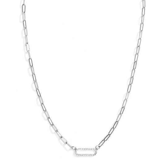 SIN Large Narrow Pave Link w Link Chain Silver