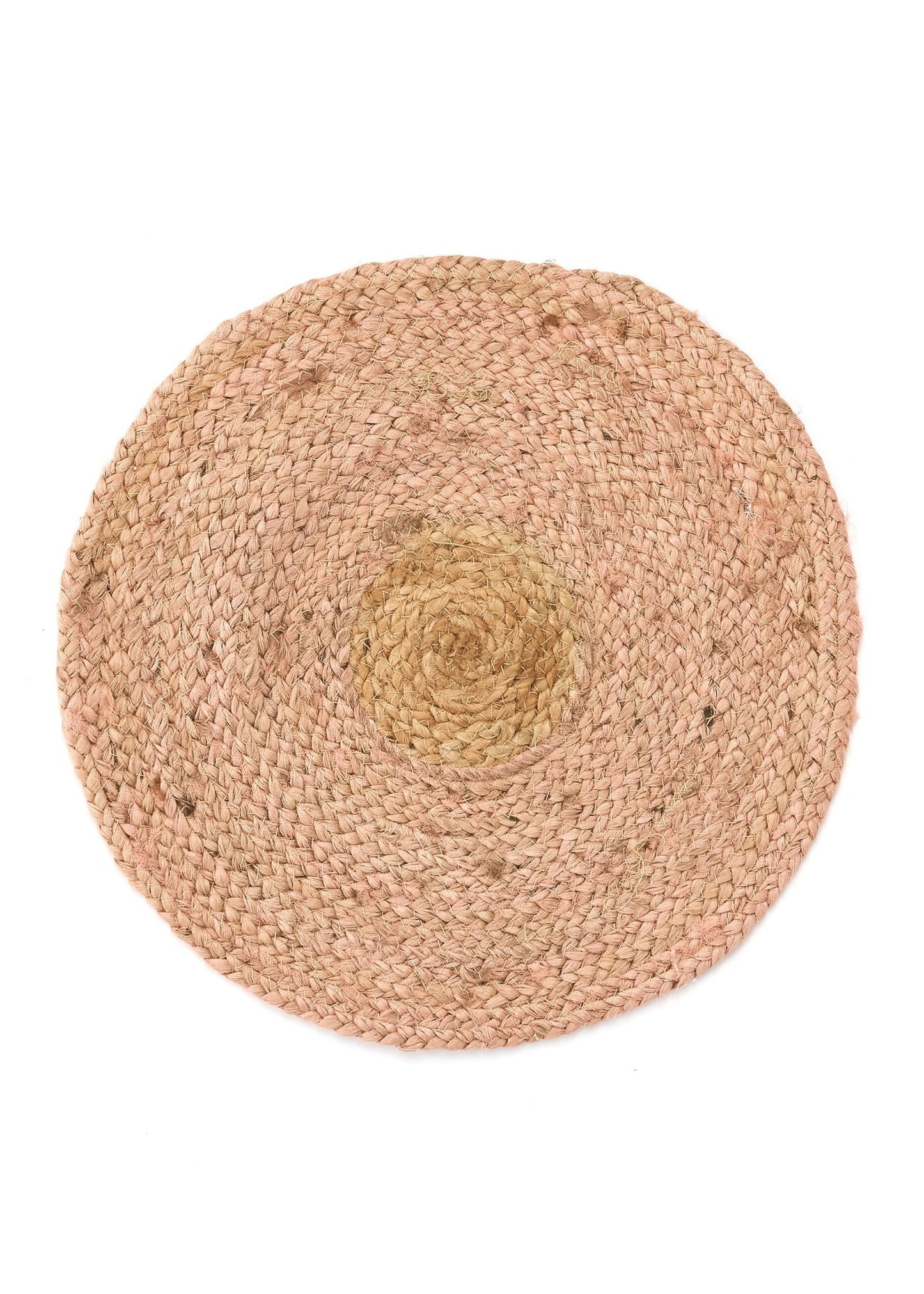 Placemat Round Jute 14"D Pink-Natural