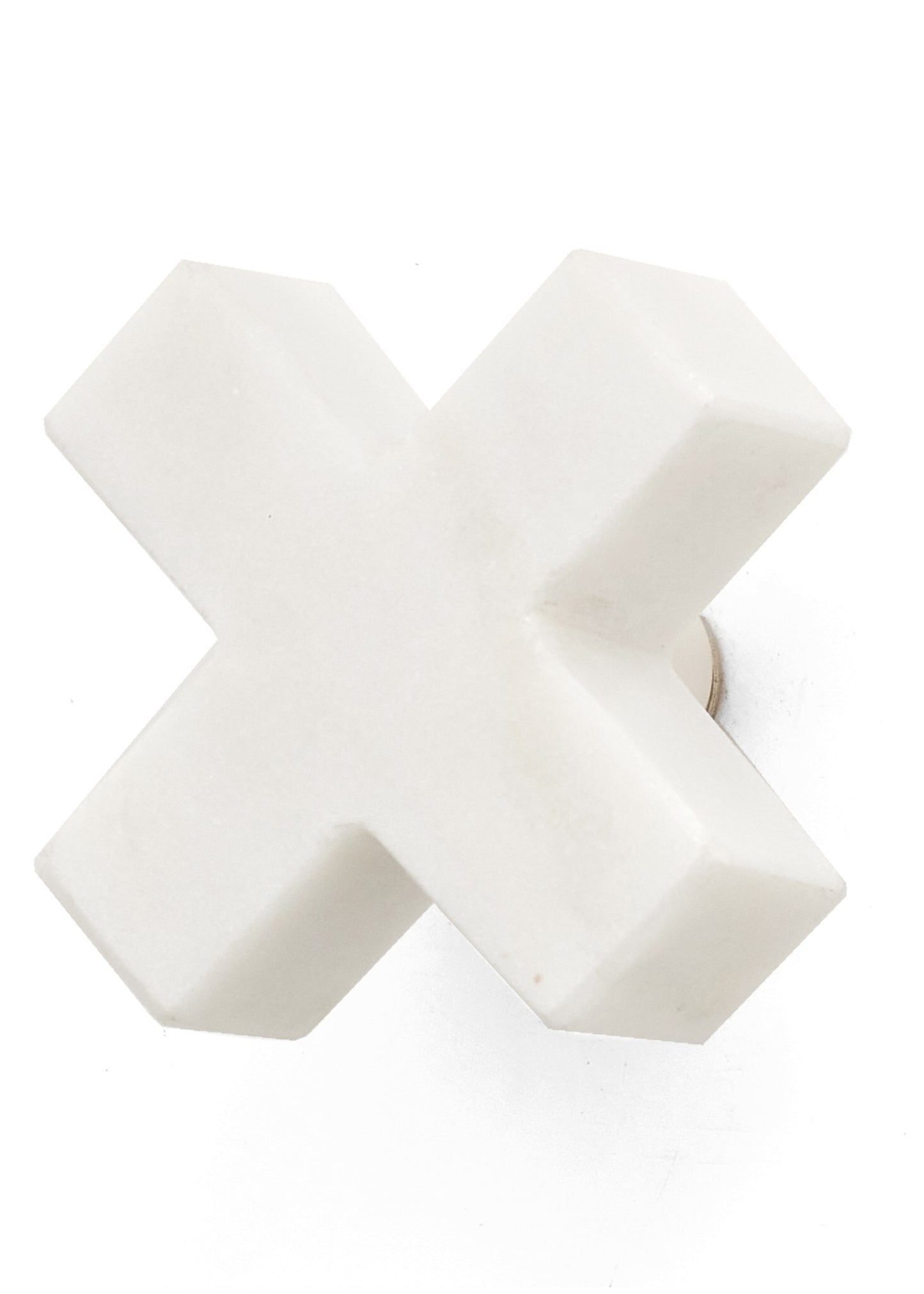 Cross Shape Marble Knob White