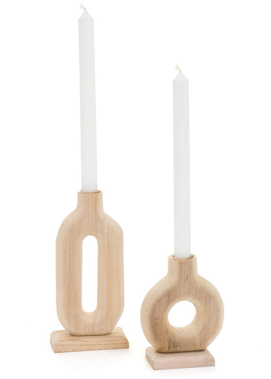 LG Isabel Candle Holder Oval Wood Nat