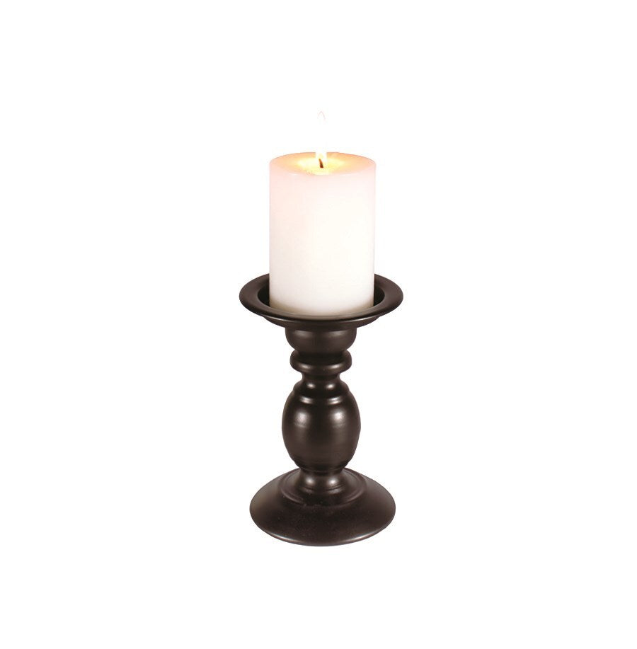 Candle Holder Pillar Black 6.5"