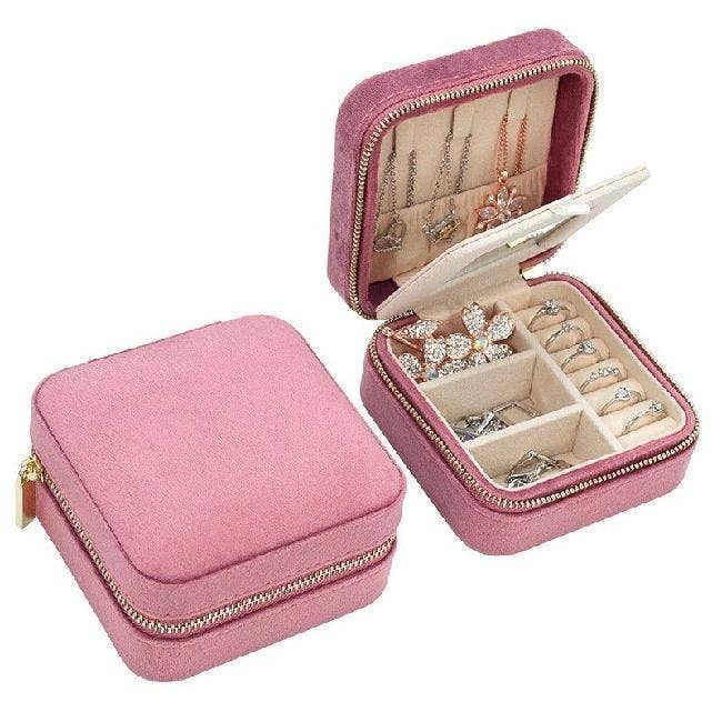 Velvet Jewelry Boxes - Square Dusty pink