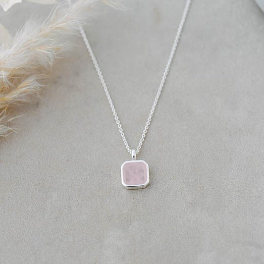 Glee Necklace Florence Silver Rose Quartz