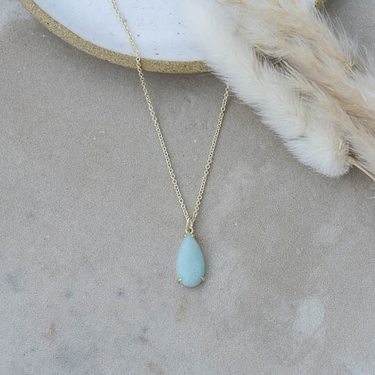 Glee Necklace Marmee Drop Gold Amazonite