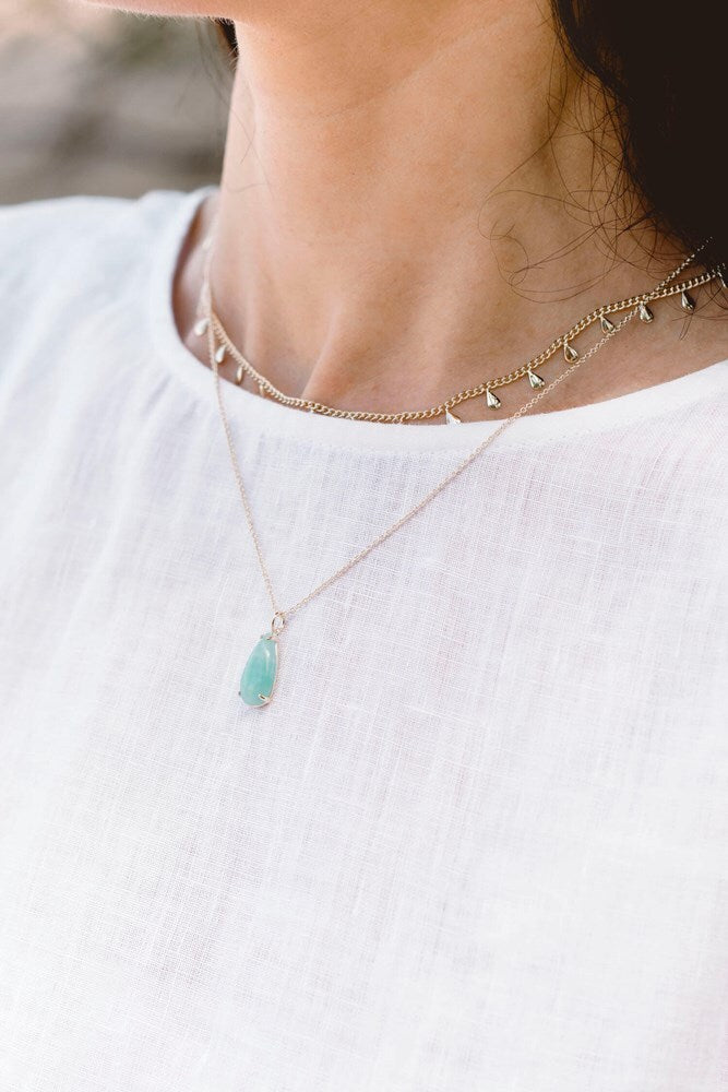 Glee Necklace Marmee Drop Gold Amazonite