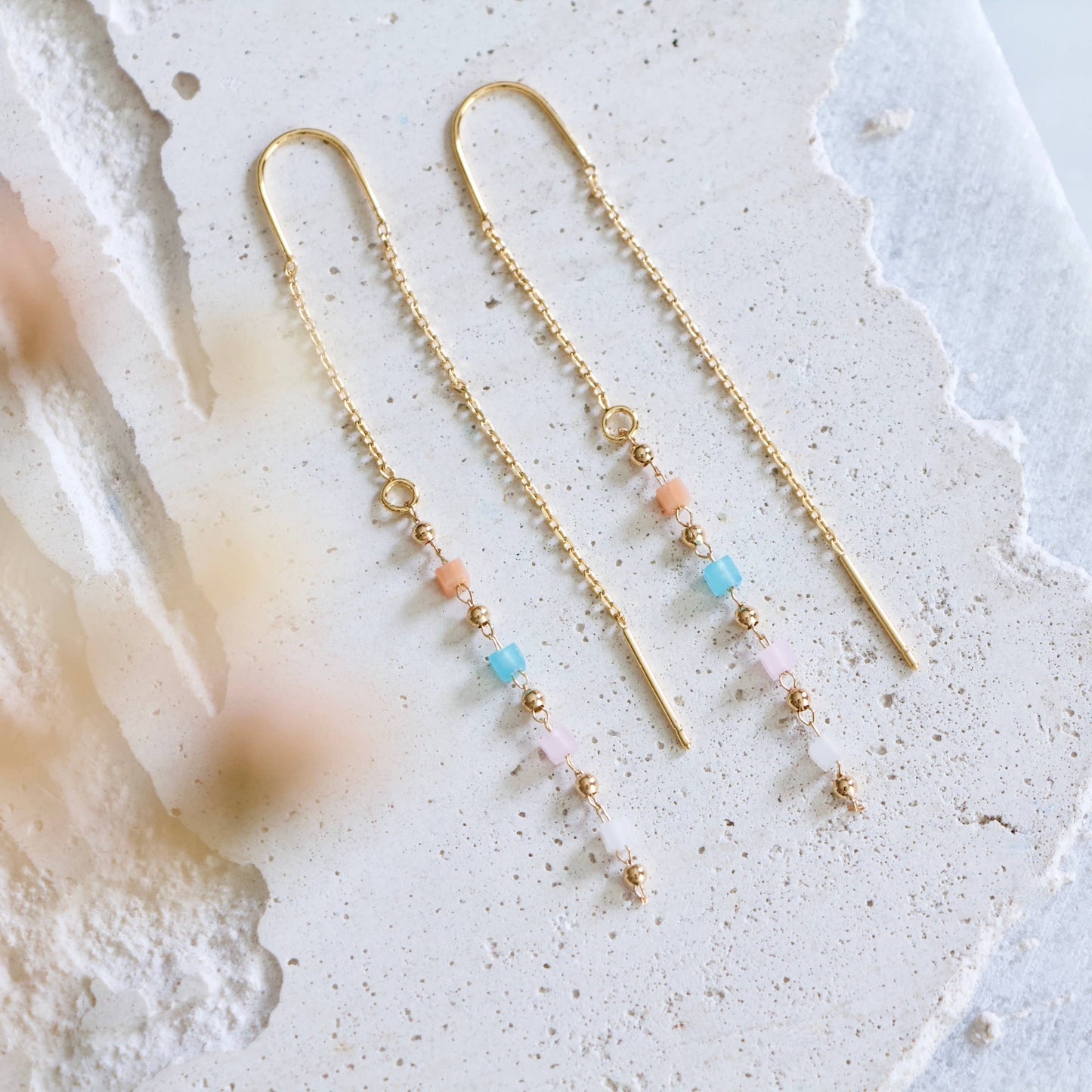 Mesa Blue Pastel Threader Earrings