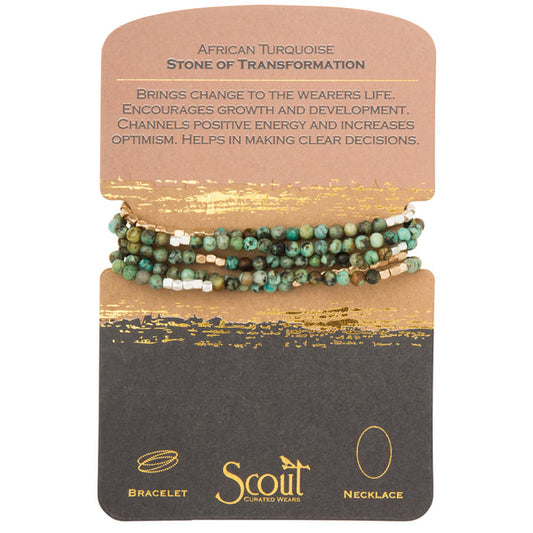 SCBN African Turquoise/Silver Gold Stone Wrap of Transformation